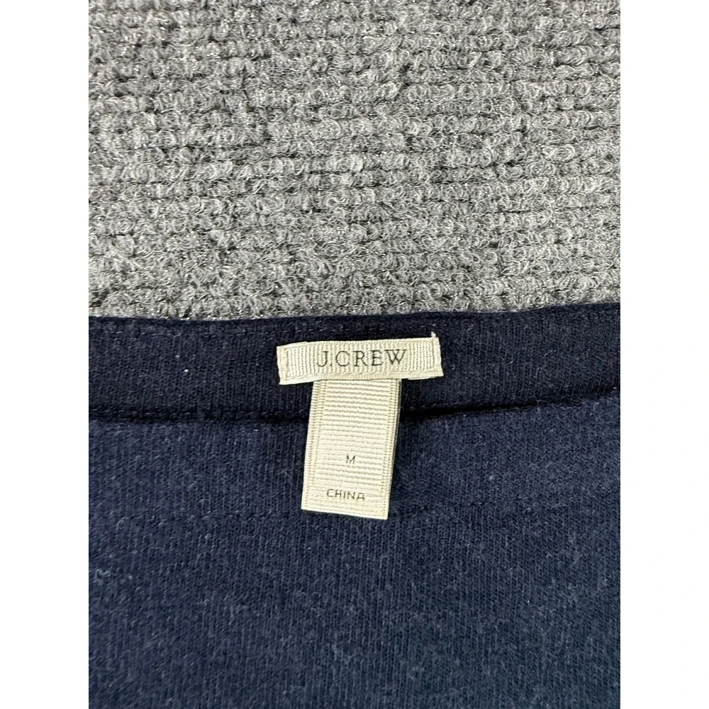 J.Crew Womens Navy Blue Teal Striped Boat Neck 3/4 Sleeve Knit Top‎ Size M